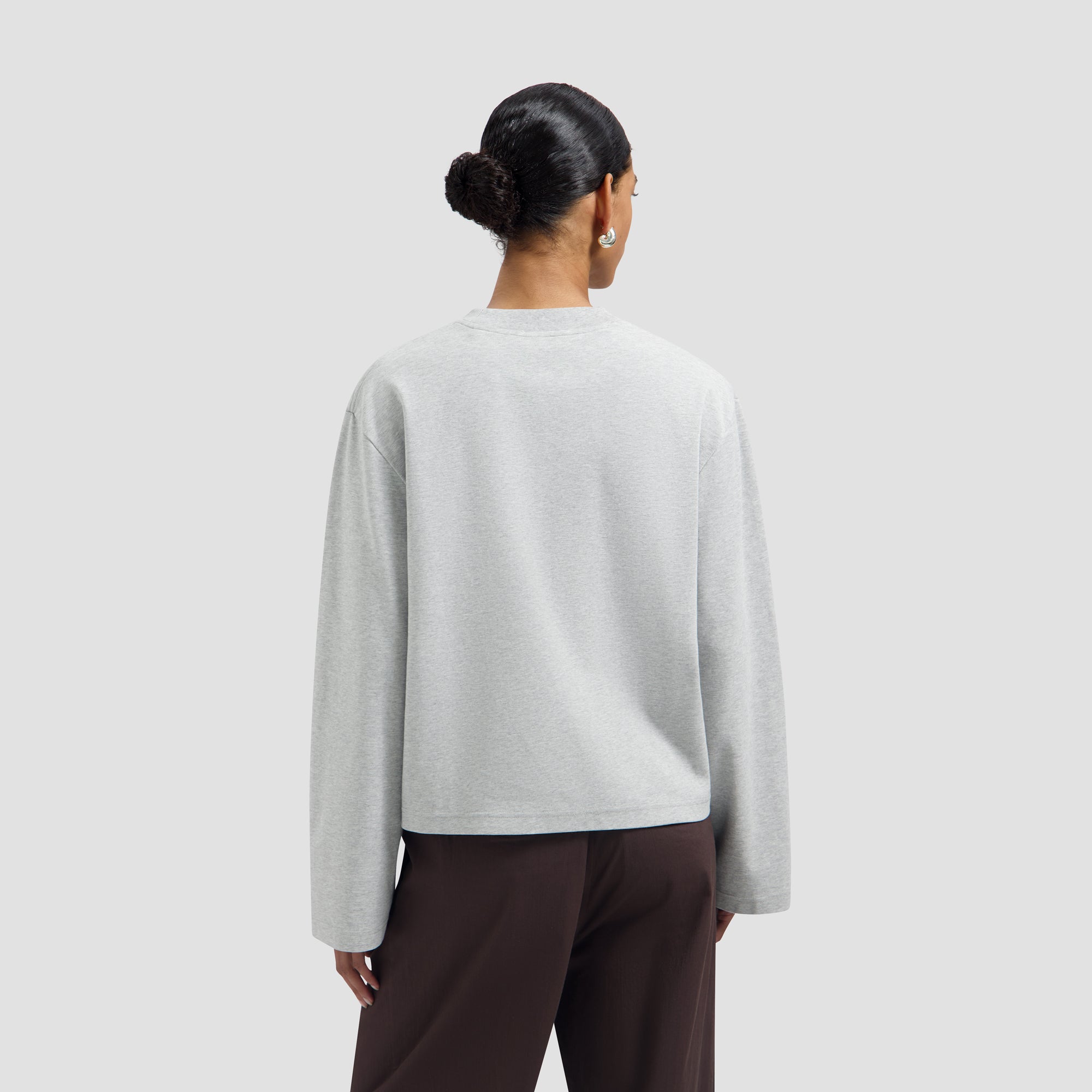 Retro Logo Boxy LS Tee - Heather Grey