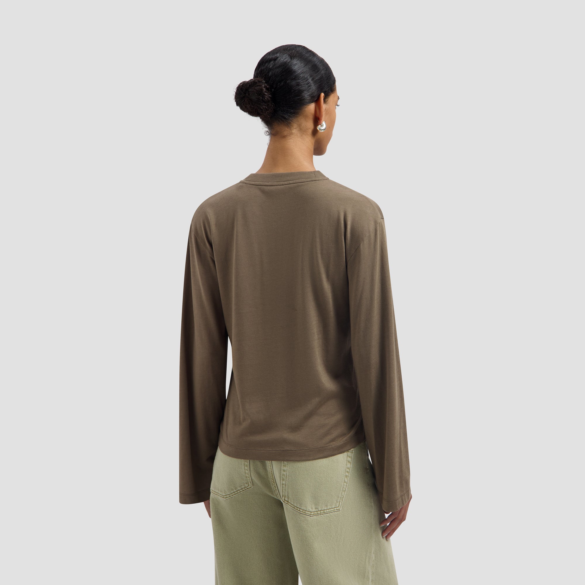 Tie Detail LS Top - Chocolate Chip