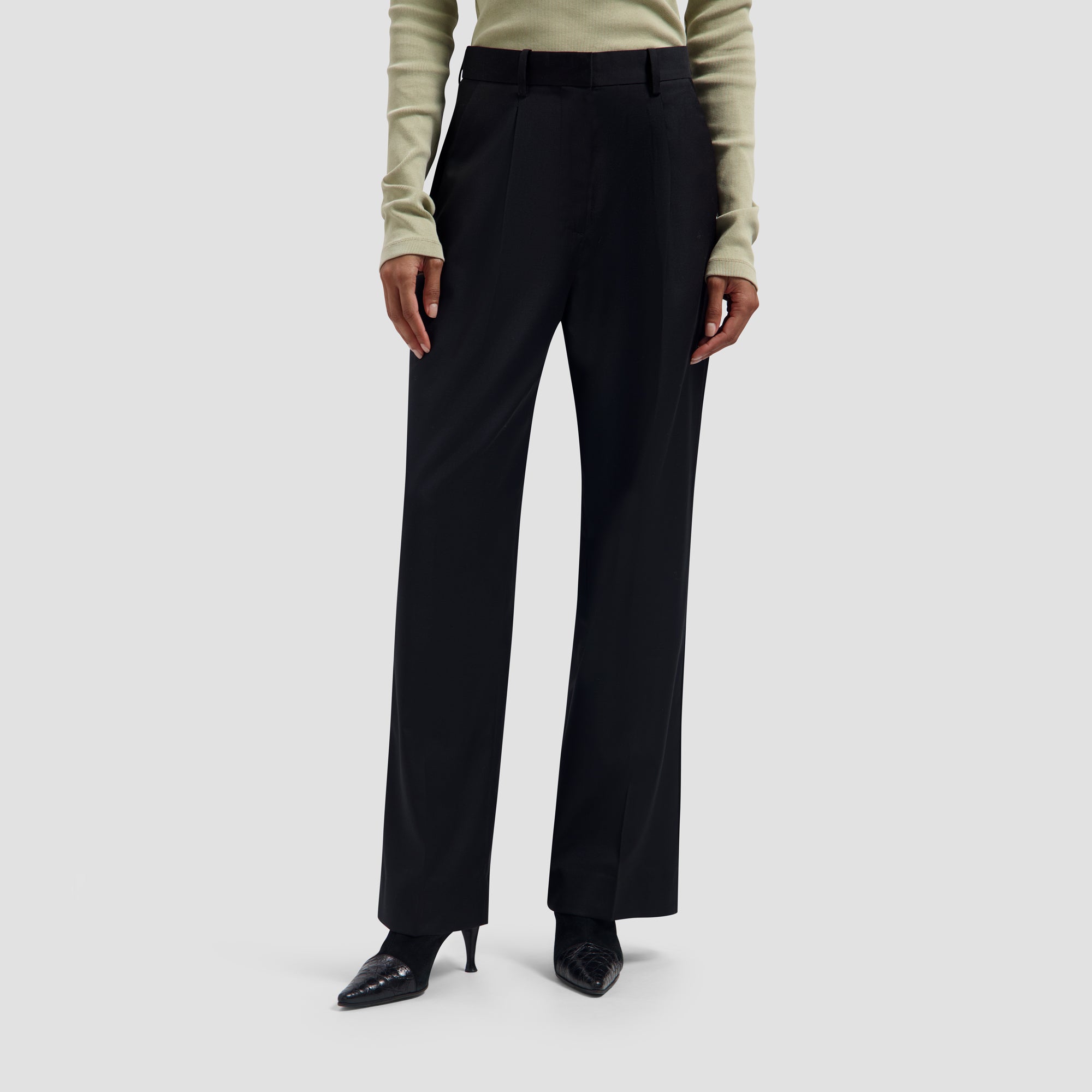 Wool Tailored Trousers - Black