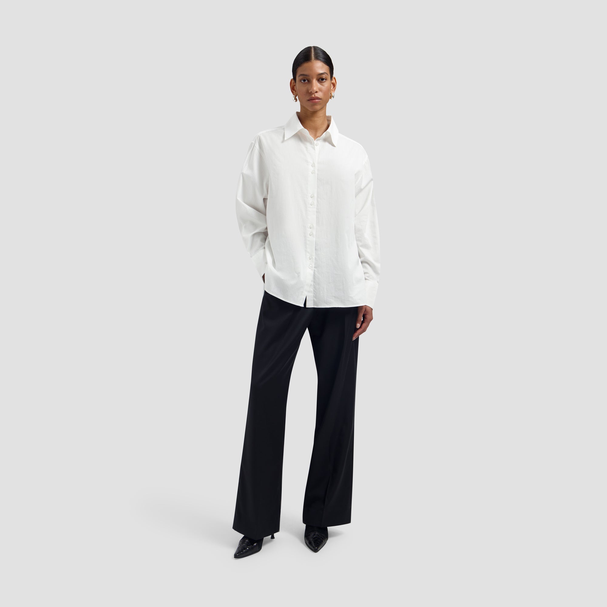 Striped Oversized Shirt - Optical White