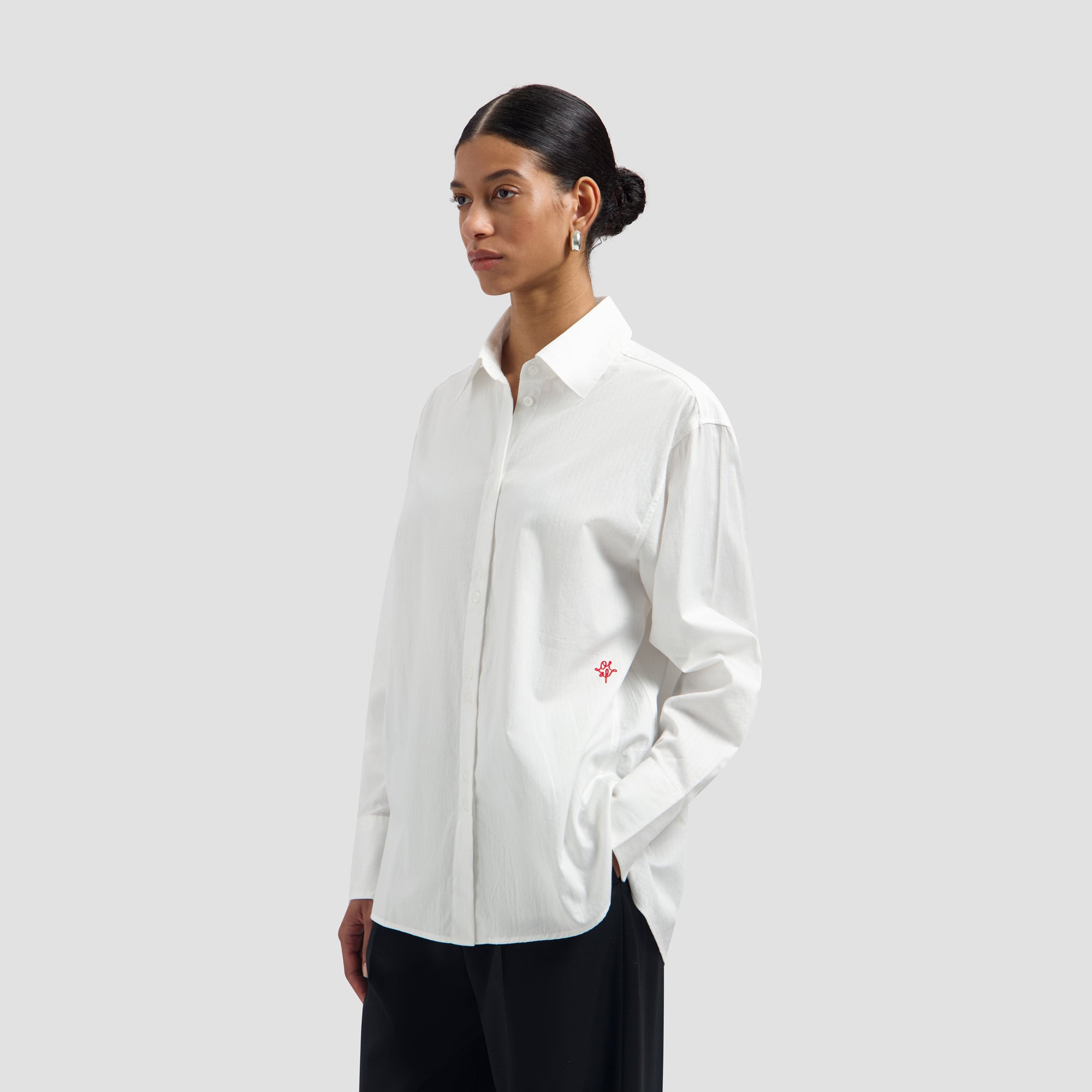 Striped Oversized Shirt - Optical White