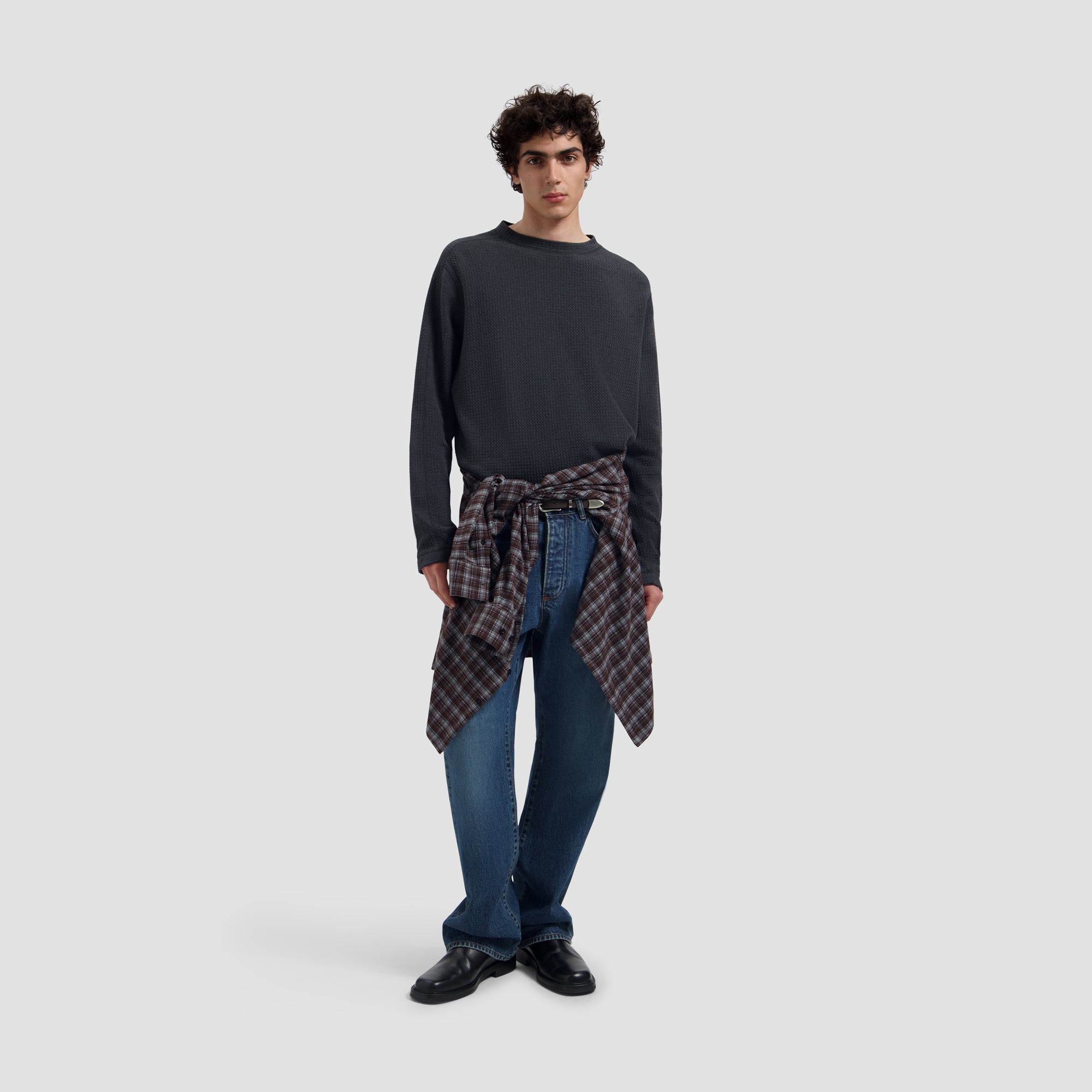 Waffle Crewneck - Charcoal