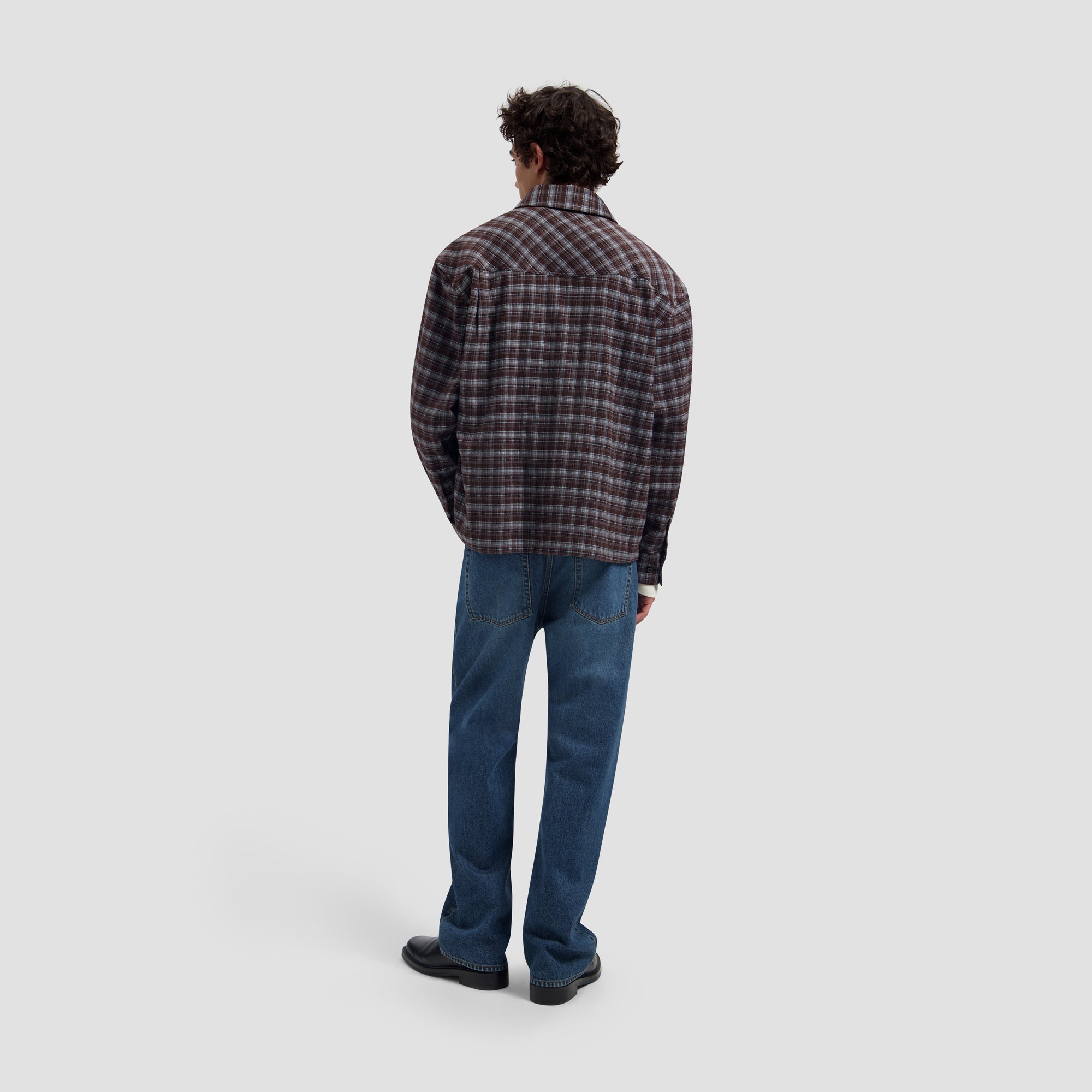Flannel Boxy Shirt - Chocolate Plum/Windsurfer