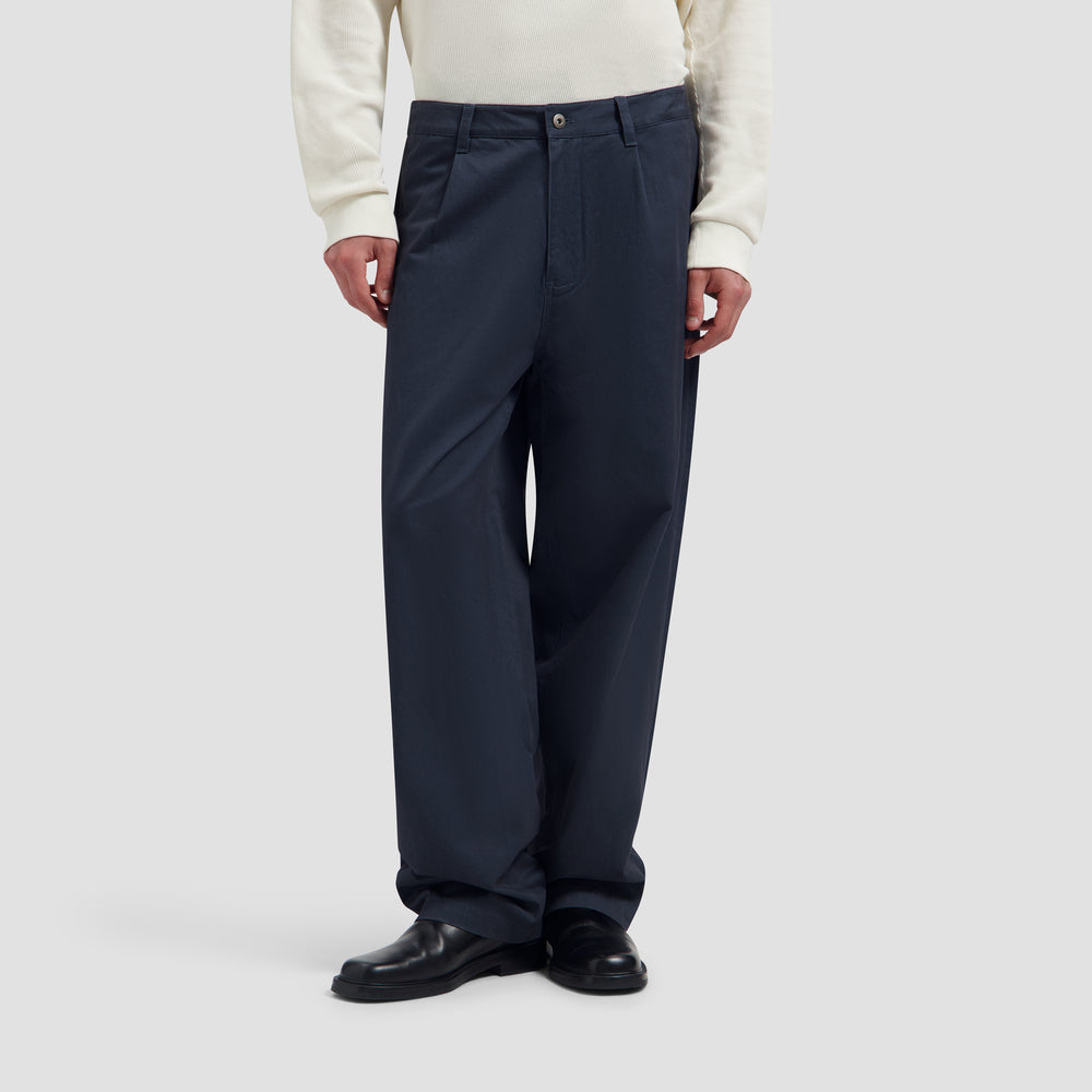 Washed Barrel Leg Pant - Navy
