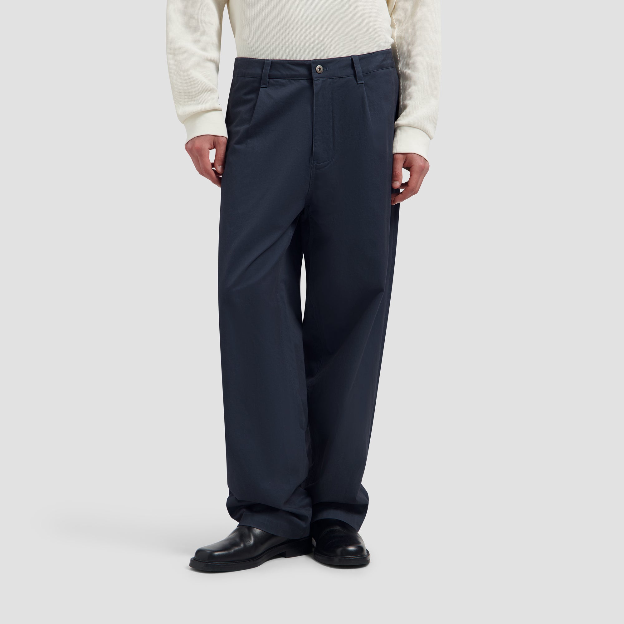 Washed Barrel Leg Pant - Navy