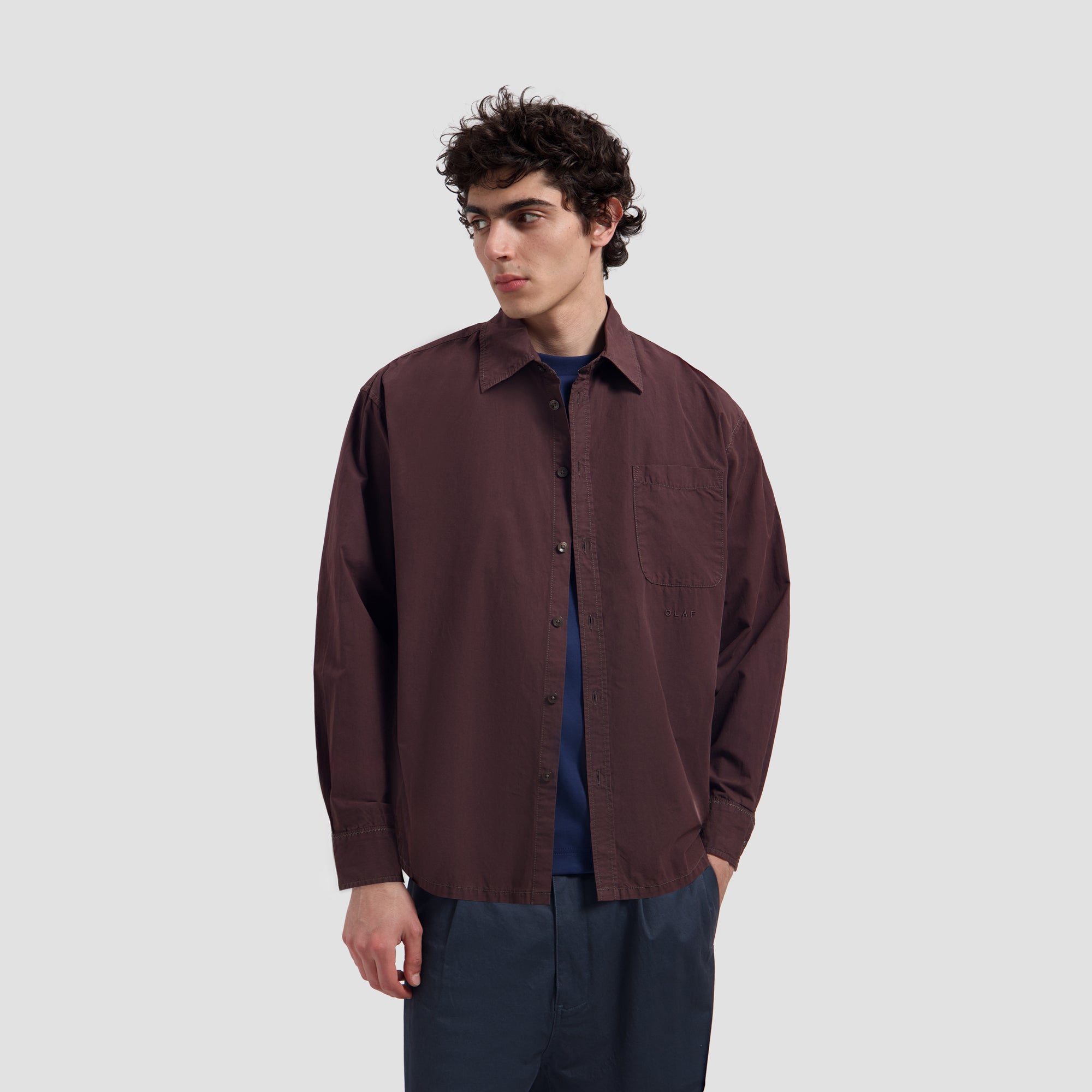 Washed Oversized Shirt - Chocolate Plum
