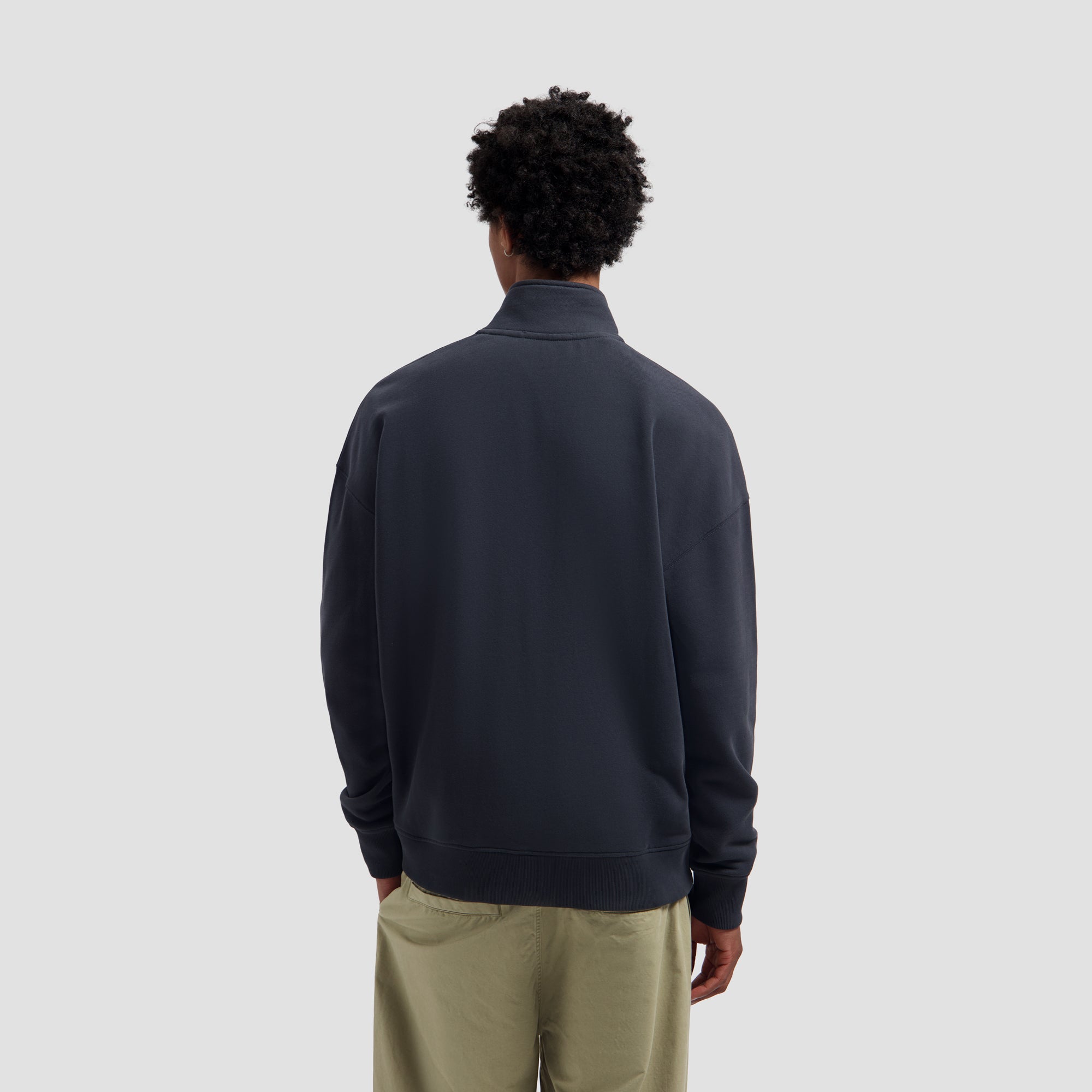 Signature Logo Zip Mockneck - Charcoal