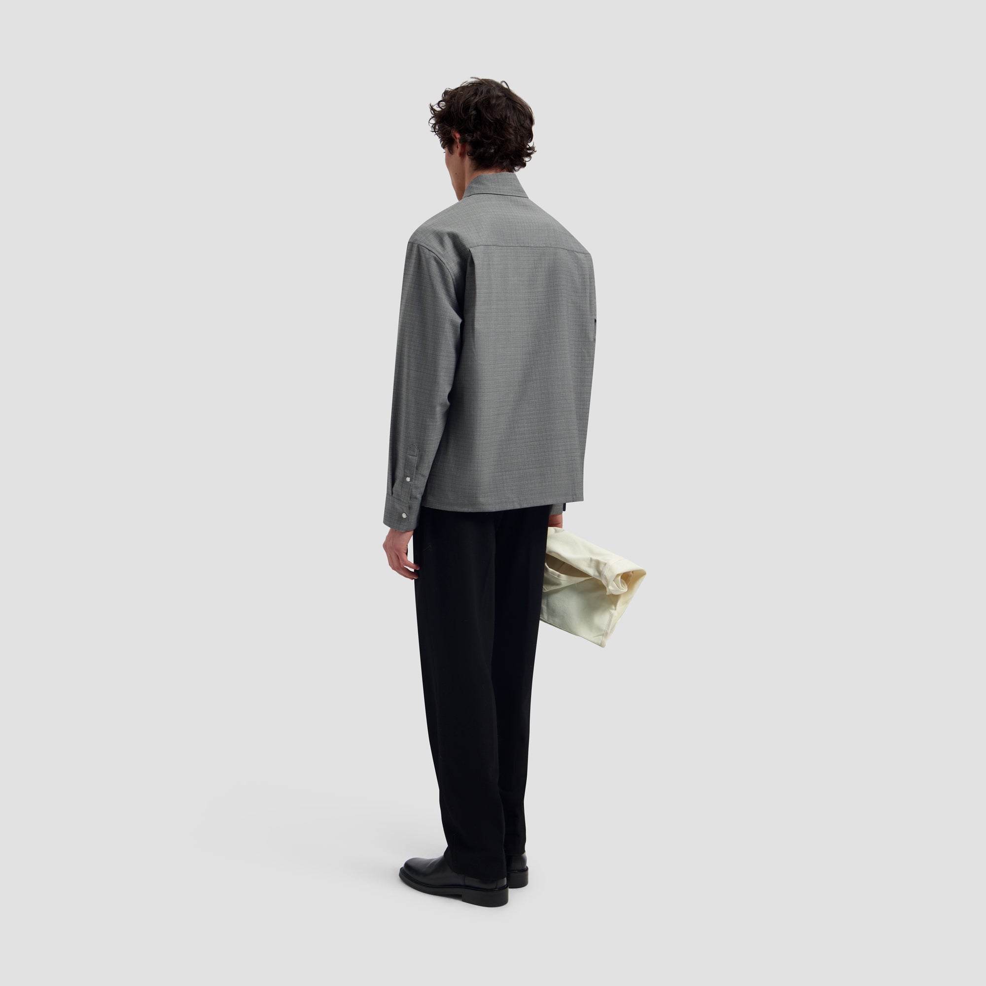 Wool Boxy Shirt - Heather Grey