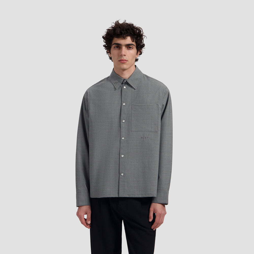 Wool Boxy Shirt - Heather Grey