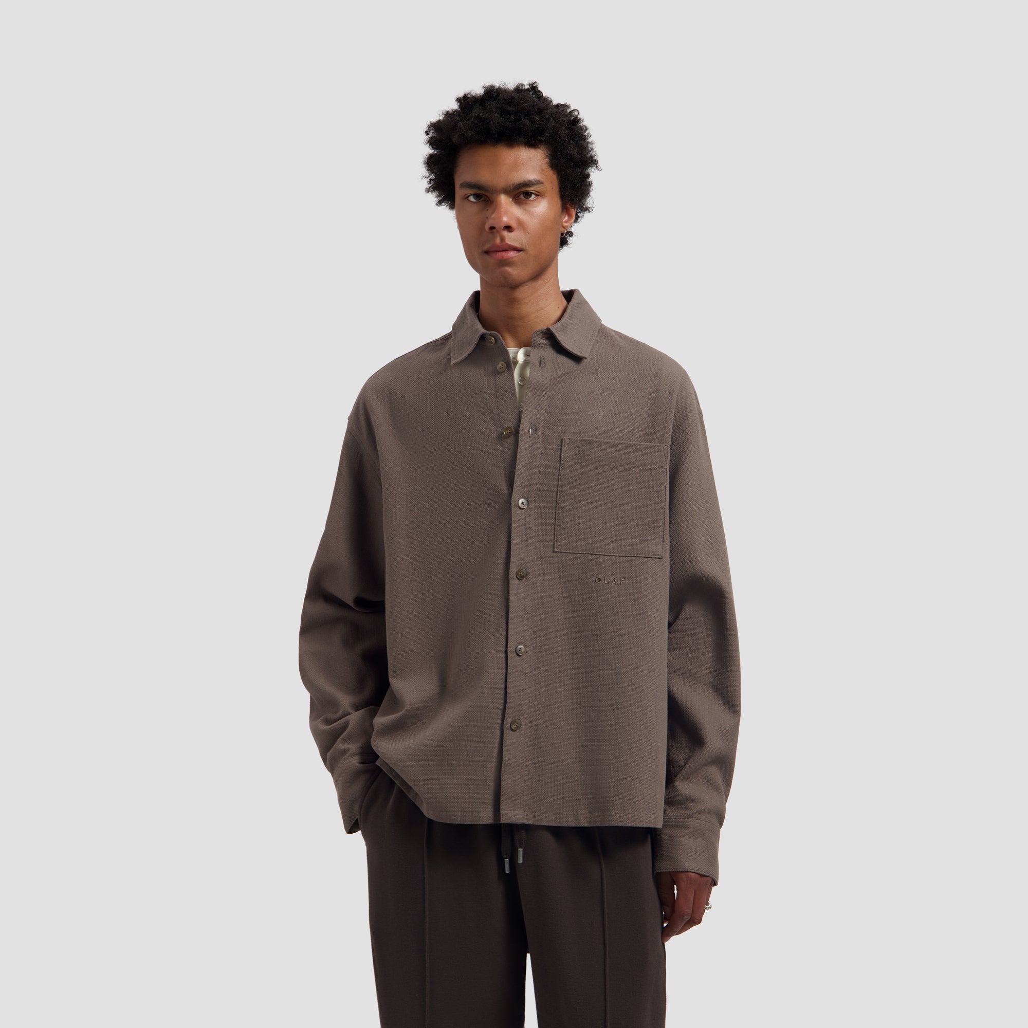 Textured Boxy Shirt - Chocolate Chip