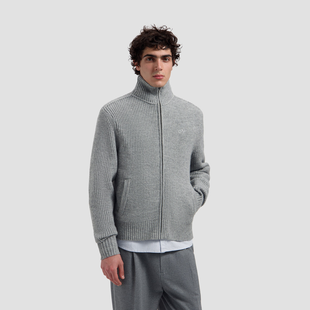 Signature Zip Knitted Mockneck - Sharkskin