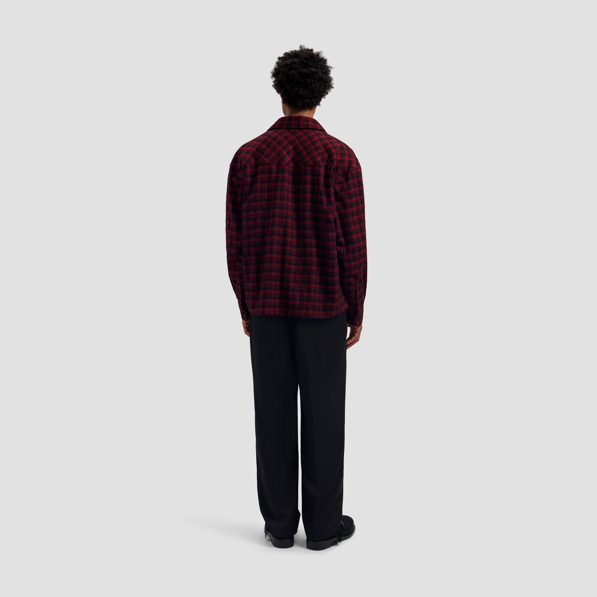 Flannel Boxy Shirt - Black/Adrenaline Rush