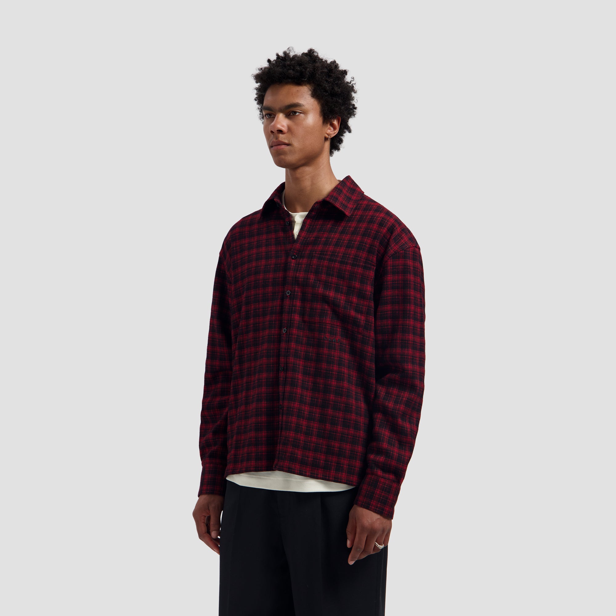 Flannel Boxy Shirt - Black/Adrenaline Rush