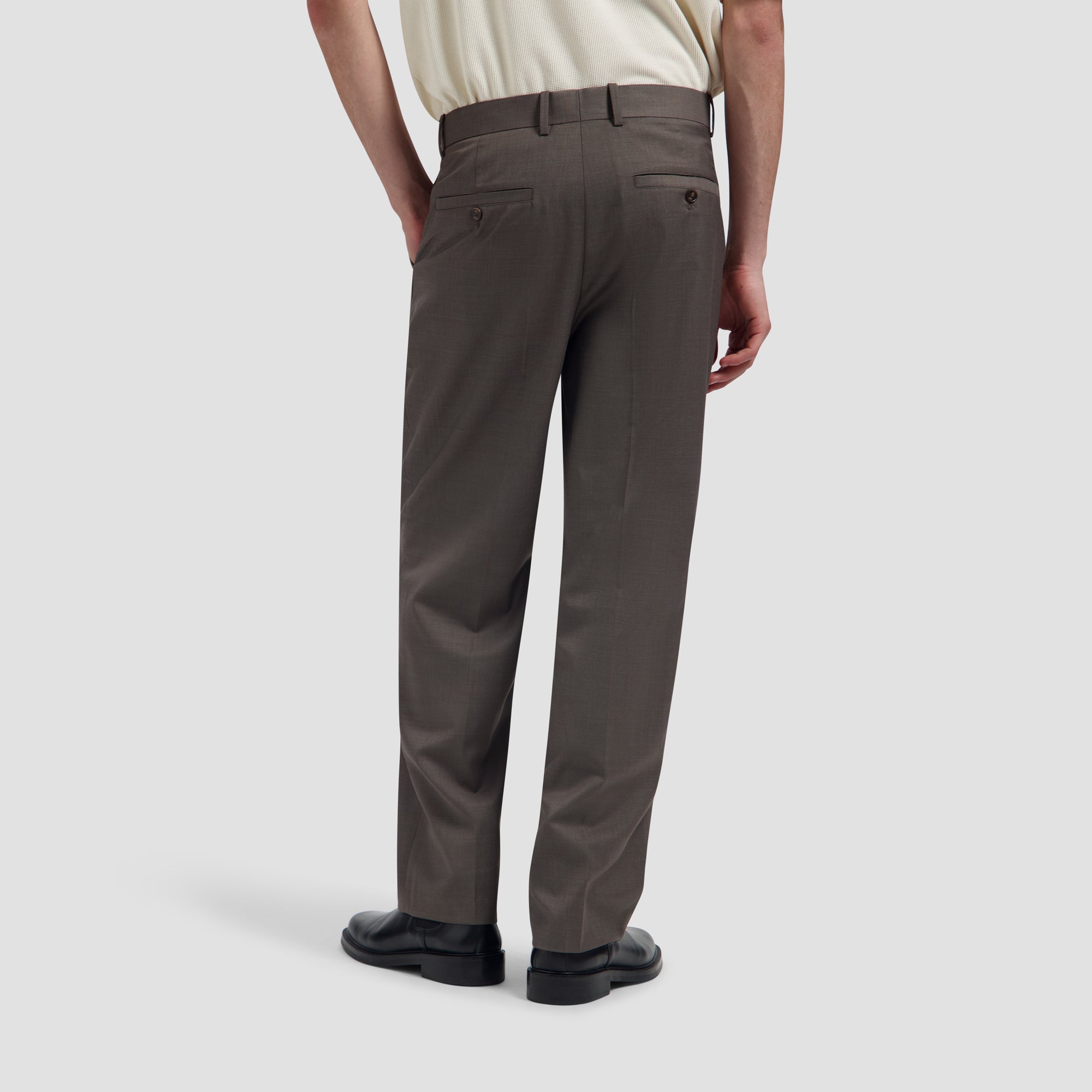 Regular Wool Pleated Pant - Chocolate Chip