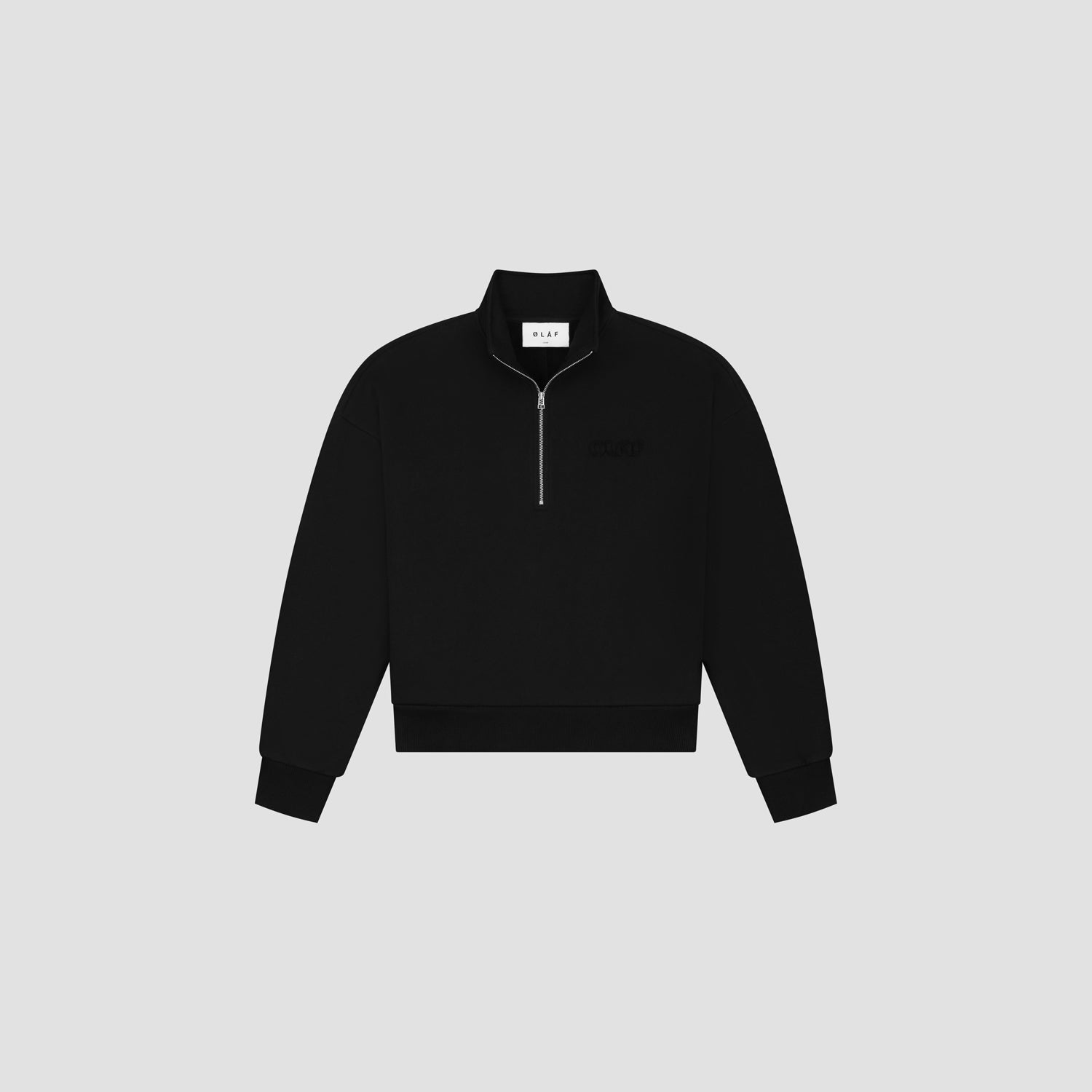 WMN Outline Logo Zip Mock - Black