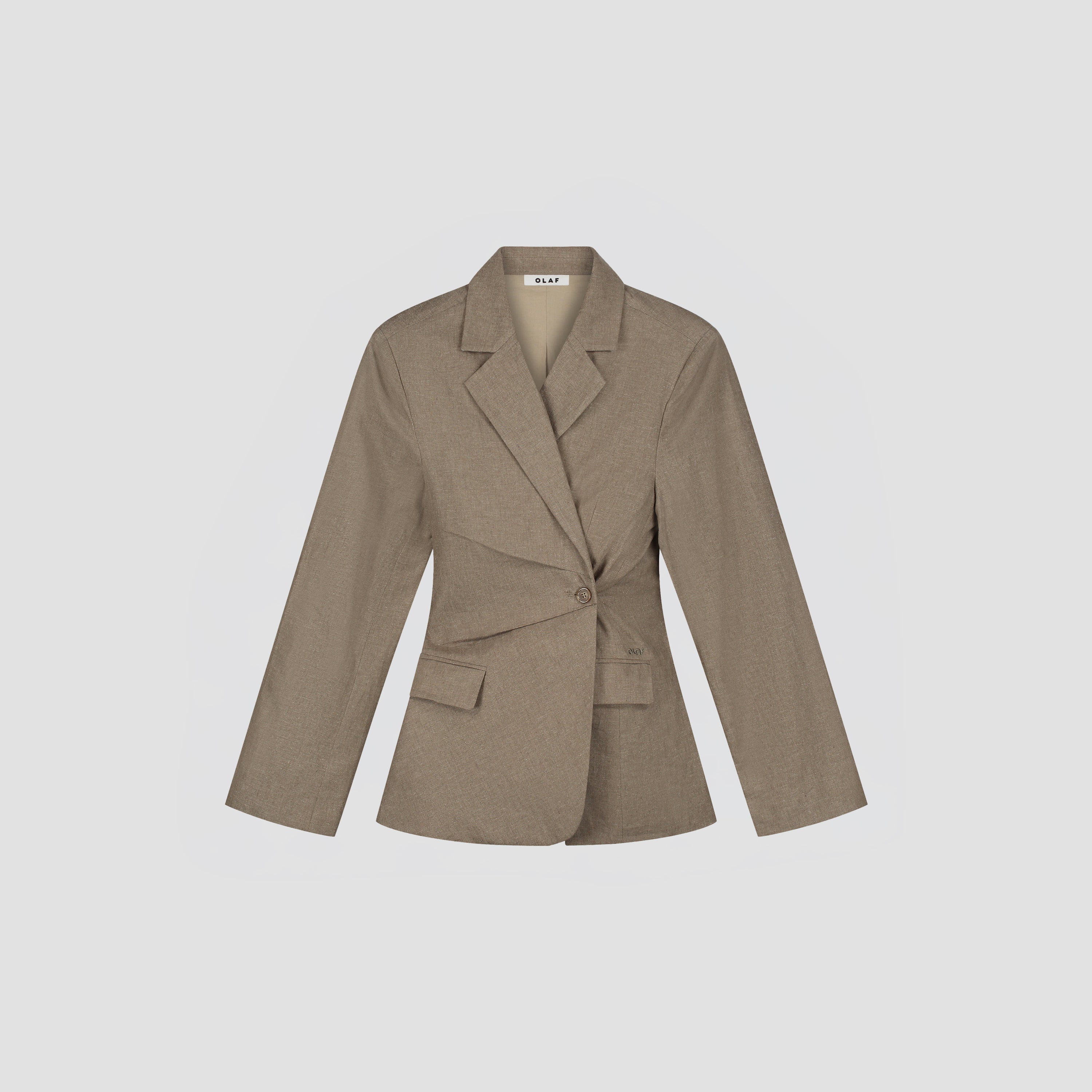 Asymmetric Linen Blazer - Taupe
