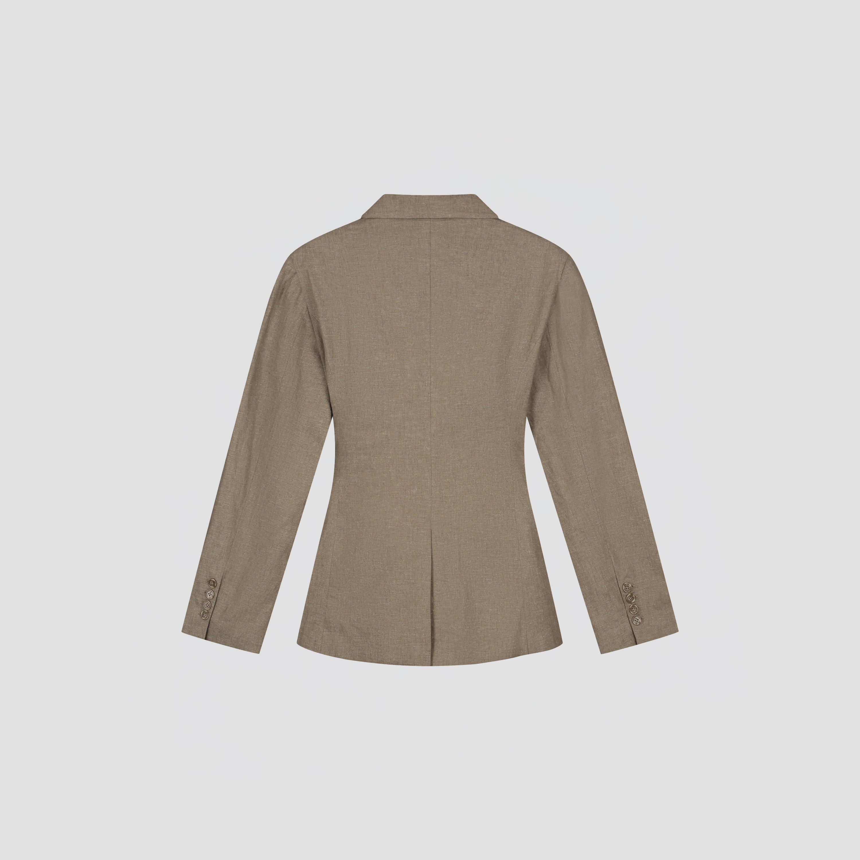 Asymmetric Linen Blazer - Taupe