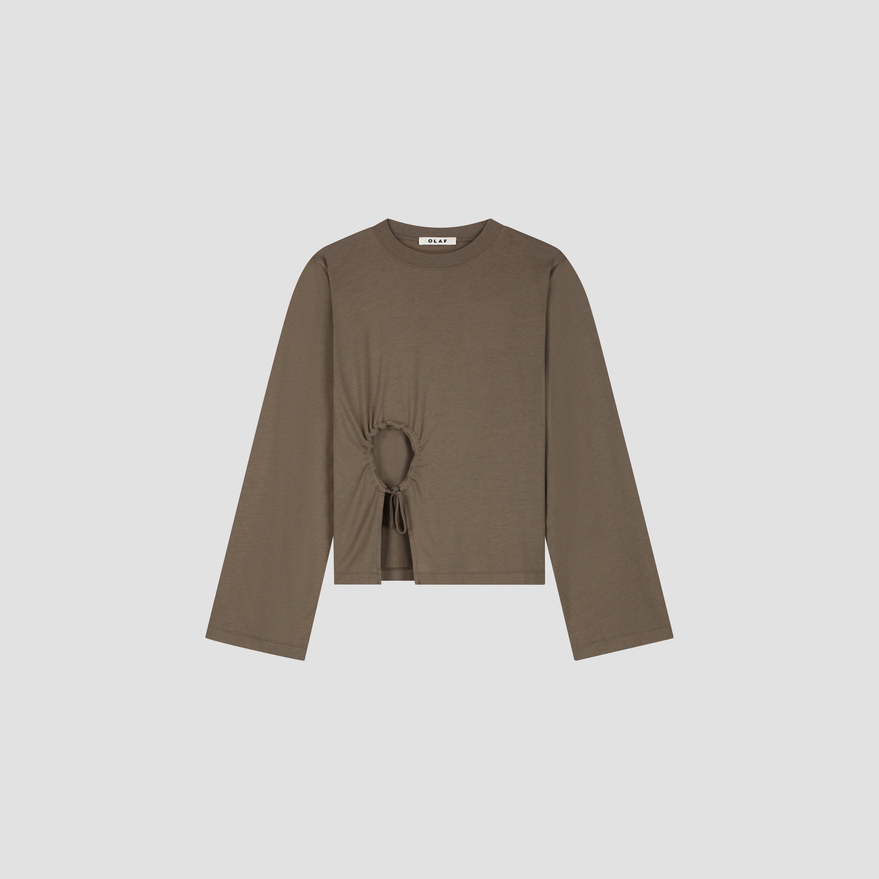 Tie Detail LS Top - Chocolate Chip