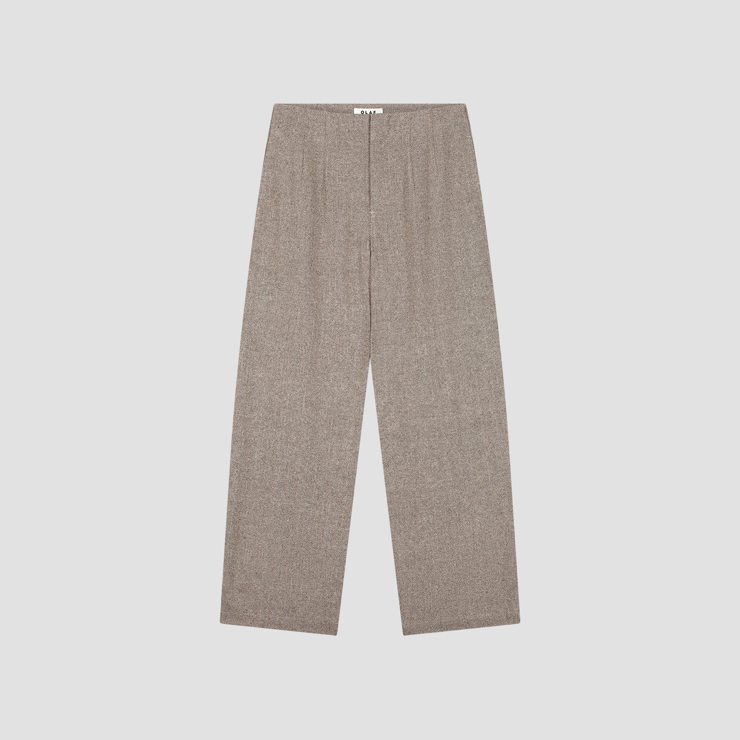 Wool Herringbone Barrel Leg Pant - Chocolate Chip